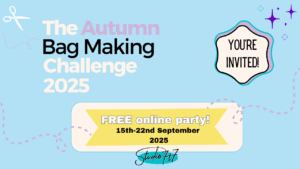 bag making challenge banner with invitiation for new bag makers from 15th oto 22nd september 2025