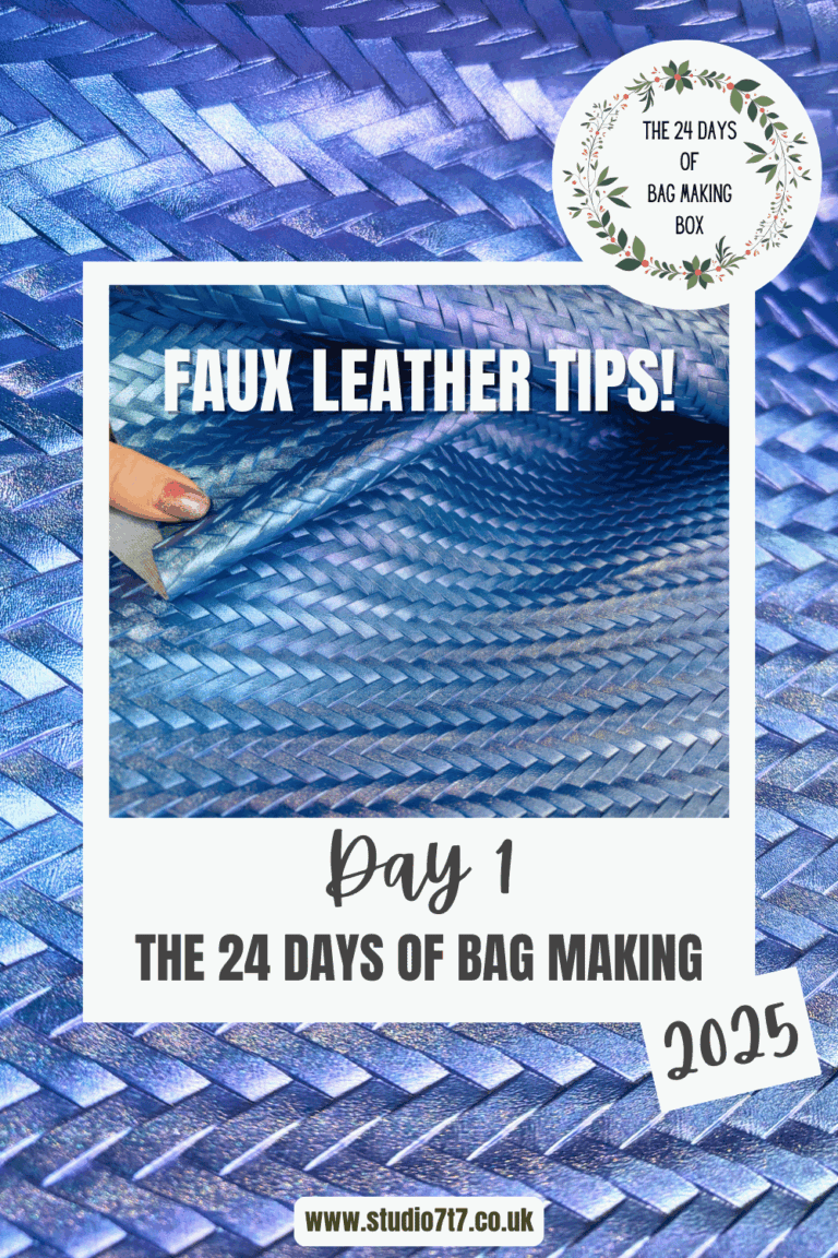 the 24 days of bag making reveal - mermaid colour faux leather with a plait style embossed finish,