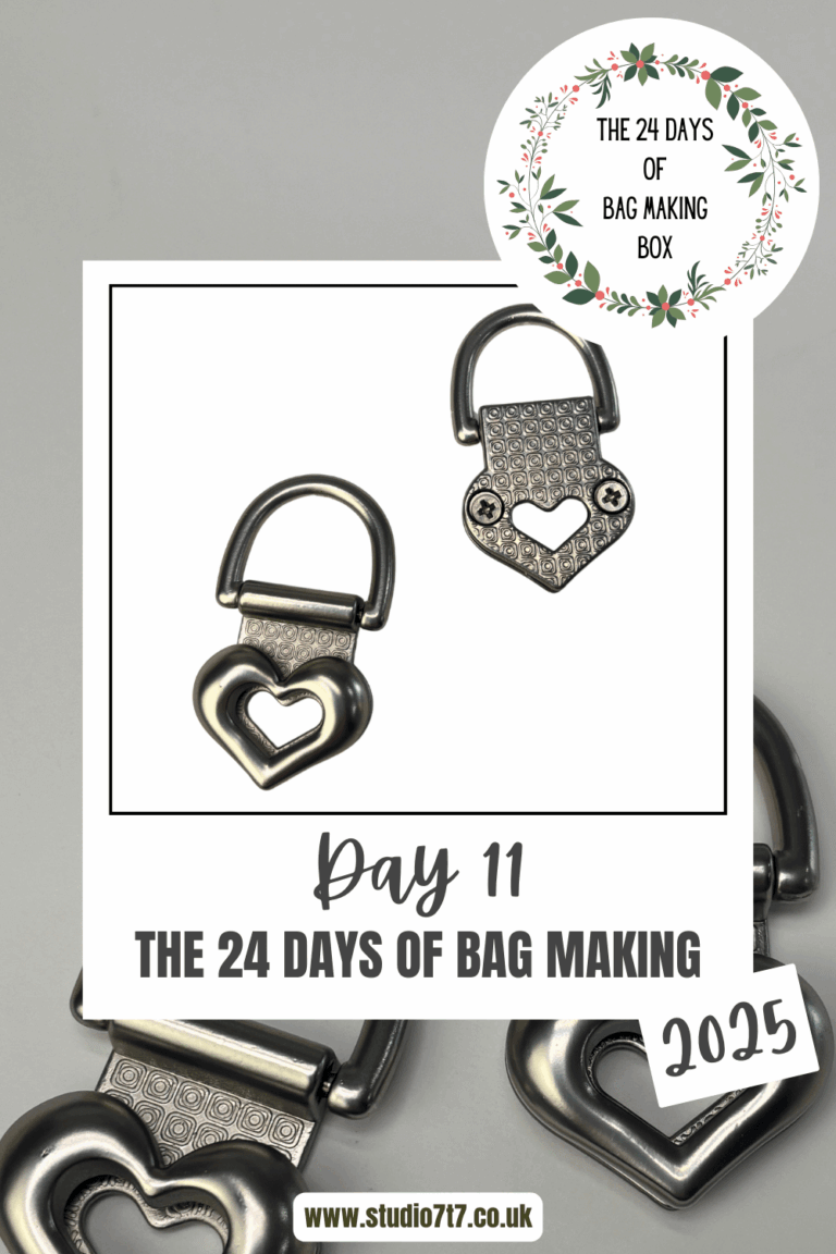 2 strap anchor connectors for bag making in the middle of a square with day 11 the 24 days of bag making 2025