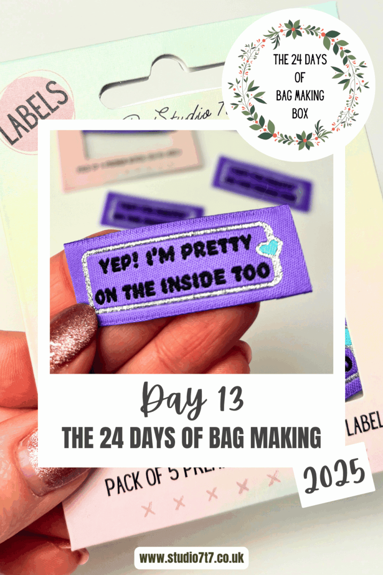 day 13 of the 24 days of bag making - labels unique to studio 7t7