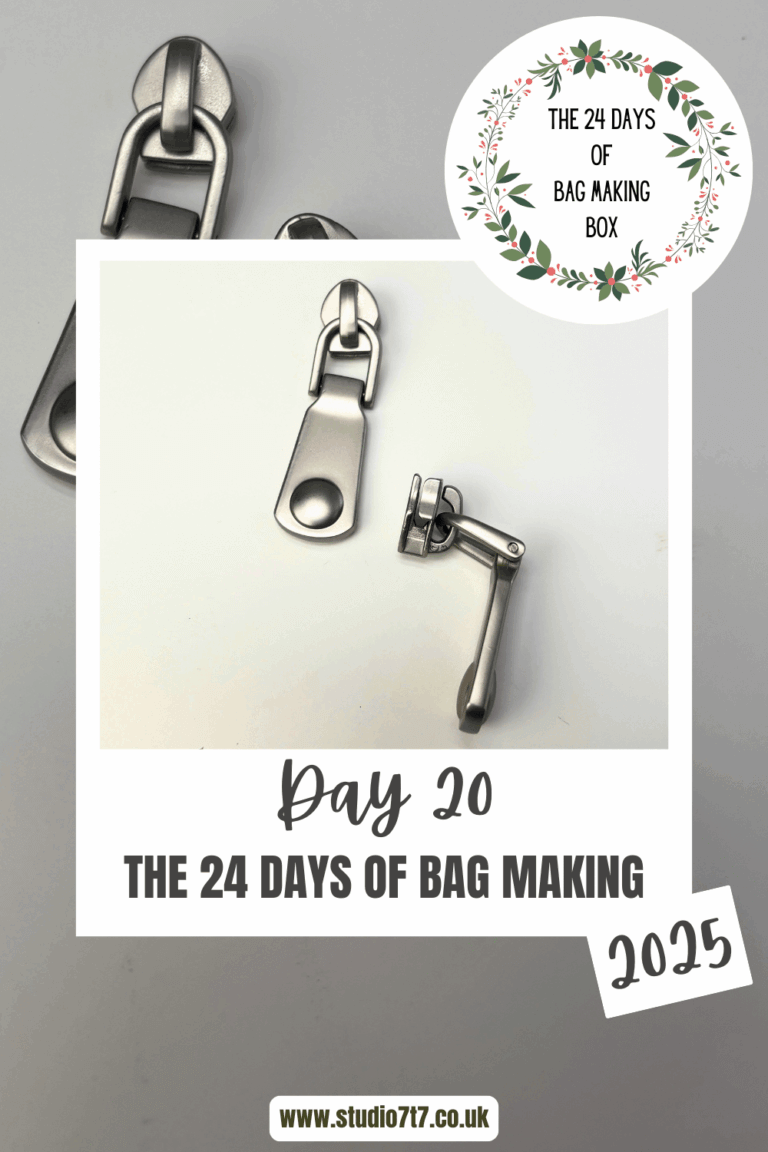 day 20 of the 24 days of bag making - 2 silver matte zipper pulls