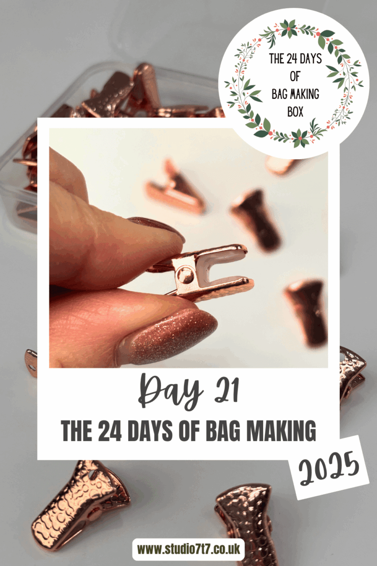 day 21 of the 24 days of bag making - rose gold colour small metal clips with silicone grips