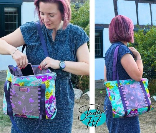the 7t7 tote by studio 7t7 a beginner friendly tote bag with main zipper closure and 3 slip pockets